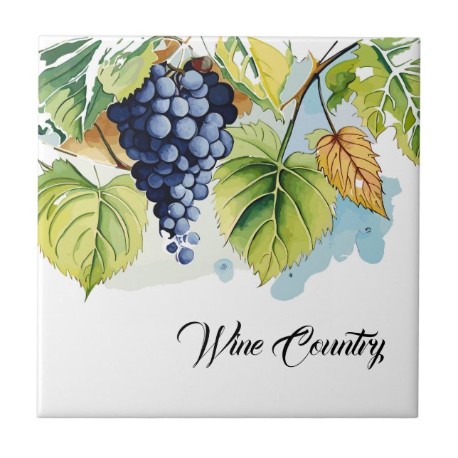 Azulejo Impressão de Uvas para Vinhos (Frente)