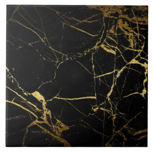 Azulejo Impressão preto e Dourado mármore