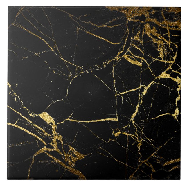 Azulejo Impressão preto e Dourado mármore (Frente)