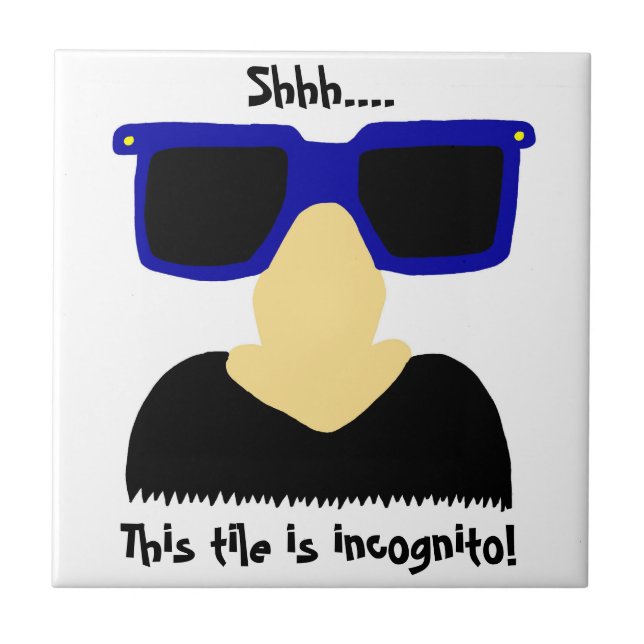 Azulejo Incognito de bigode e óculos (Frente)