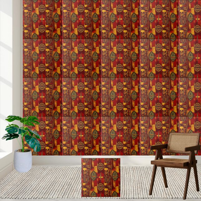 Azulejo inspirado na África Rust e Ochre (Rust and Ochre African Inspired Design Tile)