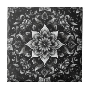 Azulejo Intricional Monocromático de Ornamentado