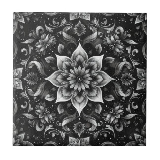 Azulejo Intricional Monocromático de Ornamentado