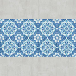 Azulejo Intrincado Azul e Branco com Motivo Floral