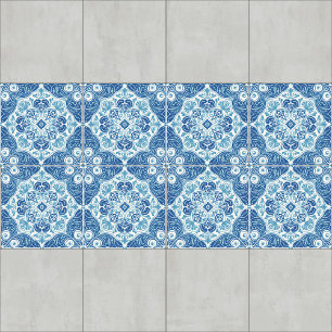 Azulejo Intrincado Azul e Branco com Motivo Floral