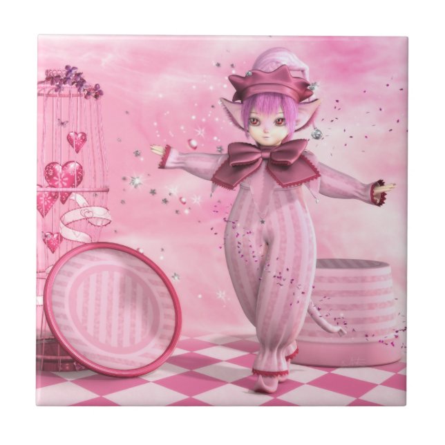 Azulejo irrisório cor-de-rosa precioso (Frente)