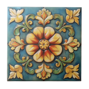Azulejo italiano de flores amarelas