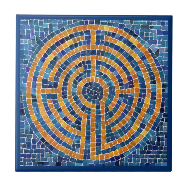 Azulejo LABIRINTO IV 10,8x10,8 cm - Azul (Frente)