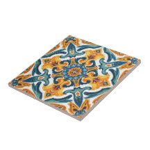 Azulejo laranja e verde mosaico vintage a granel