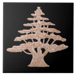 Azulejo Libanês Maronita com Árvore de Cedro Doura