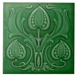 Azulejo Majolica Repro Verde Nouveau