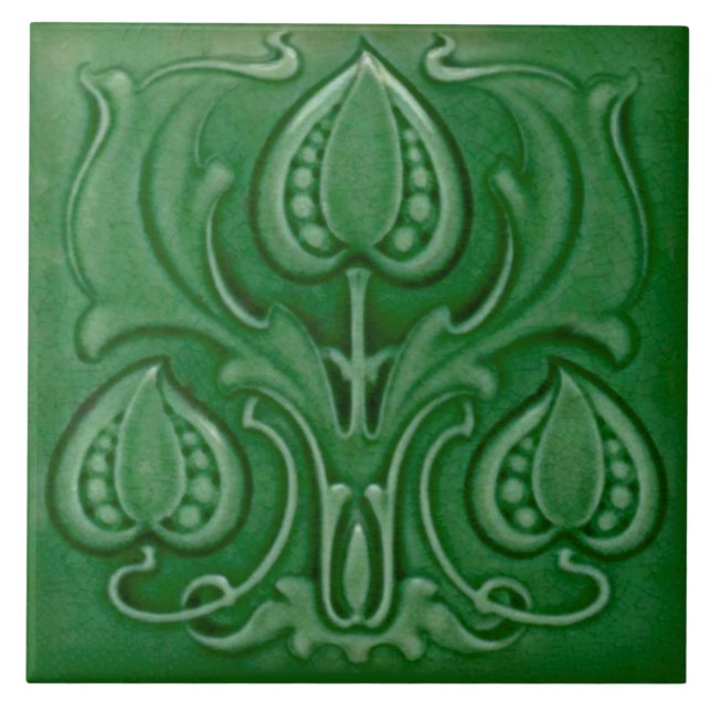 Azulejo Majolica Repro Verde Nouveau (Frente)