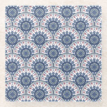 Azulejo Mandala de Leque Azul Boêmio