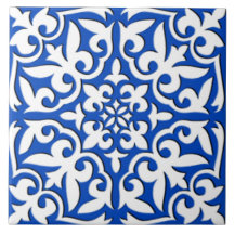 Azulejo marroquino - azuis cobaltos e branco