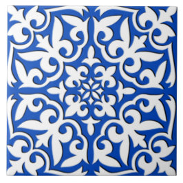 Azulejo marroquino - azuis cobaltos e branco