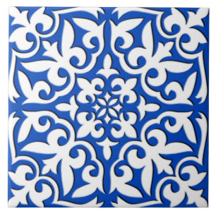 Azulejo marroquino - azuis cobaltos e branco