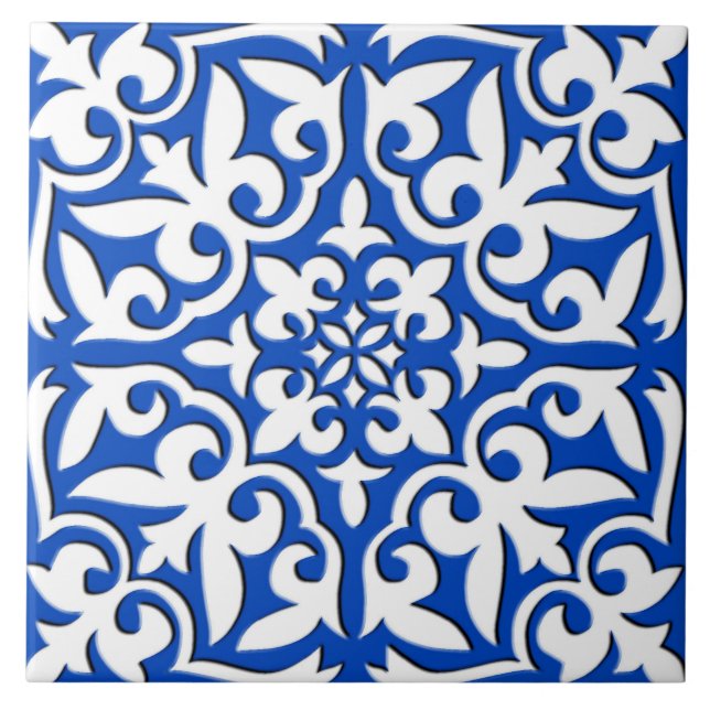 Azulejo marroquino - azuis cobaltos e branco (Frente)
