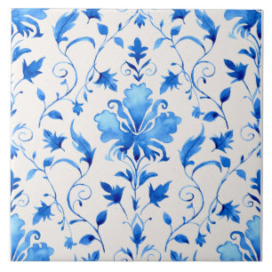 Azulejo Marroquino Azul e Branco Quatrefoil