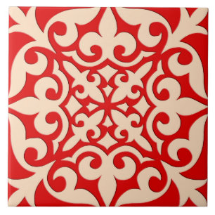 Azulejo marroquino - laranja-coral e pêssego