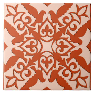 Azulejo marroquino - laranja-coral e pêssego