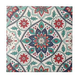Azulejo Marroquino Mandala Floral Padrão Geométric