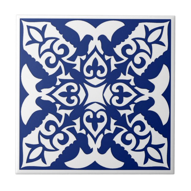 Azulejo marroquino, Marinho azul e branco (Frente)