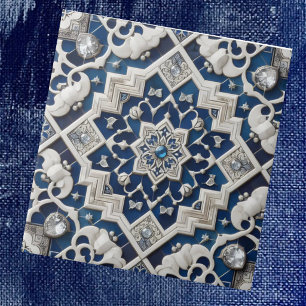 Azulejo Marroquino Mediterrâneo com Padrão de Diam