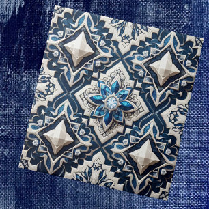 Azulejo Marroquino Mediterrâneo com Padrão de Diam