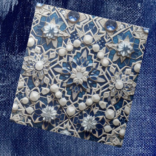 Azulejo Marroquino Mediterrâneo com Padrão de Diam
