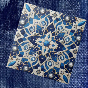 Azulejo Marroquino Mediterrâneo com Padrão de Diam