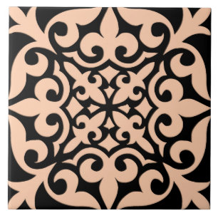 Azulejo marroquino - rosa e preto do pêssego