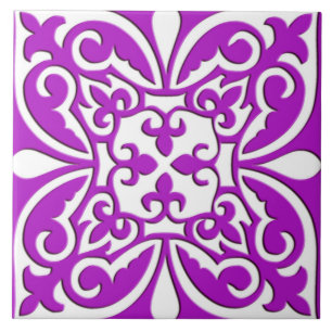 Azulejo marroquino - roxo e branco violetas