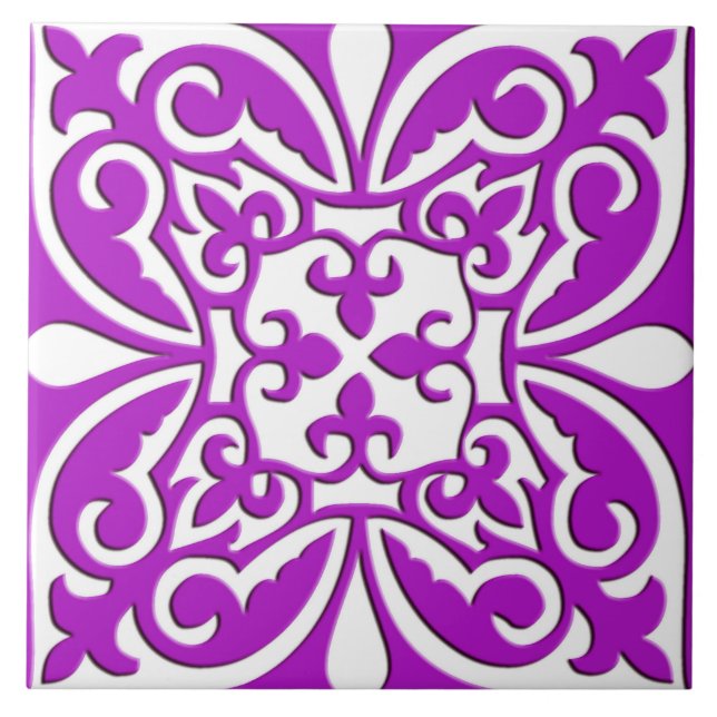 Azulejo marroquino - roxo violeta e branco (Frente)