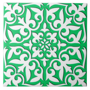 Azulejo marroquino - verde e branco de jade