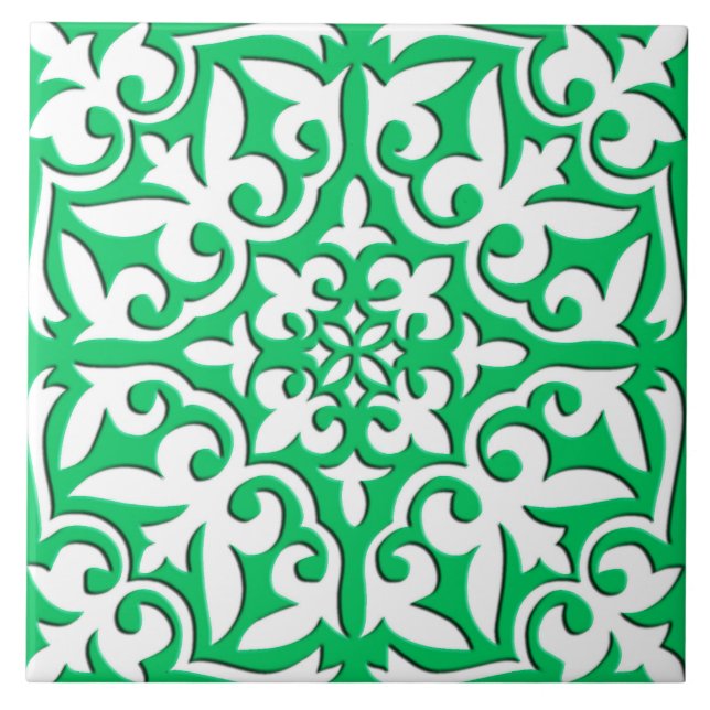 Azulejo marroquino - verde e branco de jade (Frente)