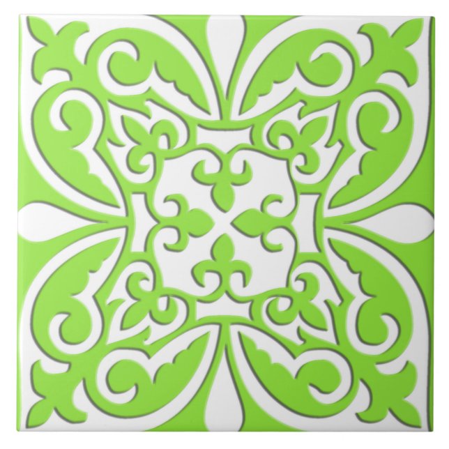 Azulejo marroquino - verde limão e branco (Frente)