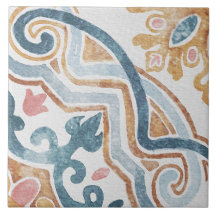 Azulejo Mediterrâneo Aquarela