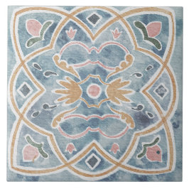 Azulejo Mediterrâneo Aquarela