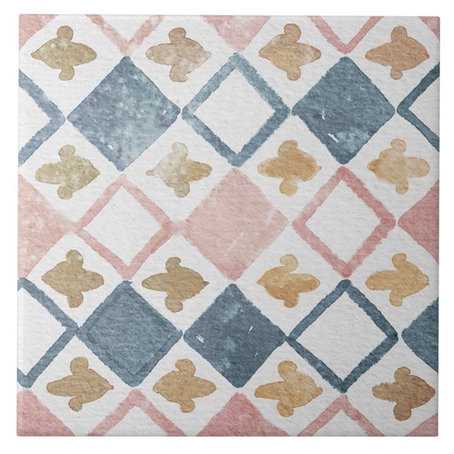 Azulejo Mediterrâneo Aquarela  (Frente)