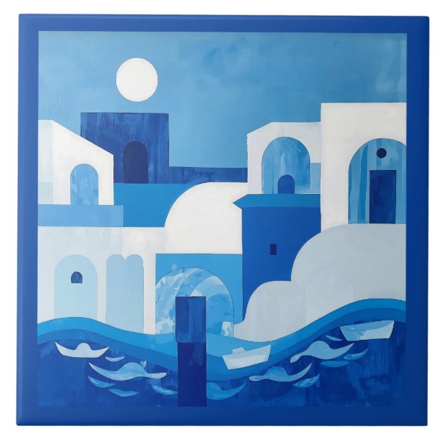Azulejo Mediterrâneo Azul Branco (Frente)