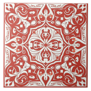 Azulejo Mediterrâneo Branco e Vermelho