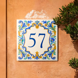 Azulejo Mediterrâneo Personalizado Placa de Número