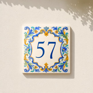 Azulejo Mediterrâneo Personalizado Placa de Número