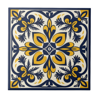Azulejo mexicano azul e amarelo - nº 3