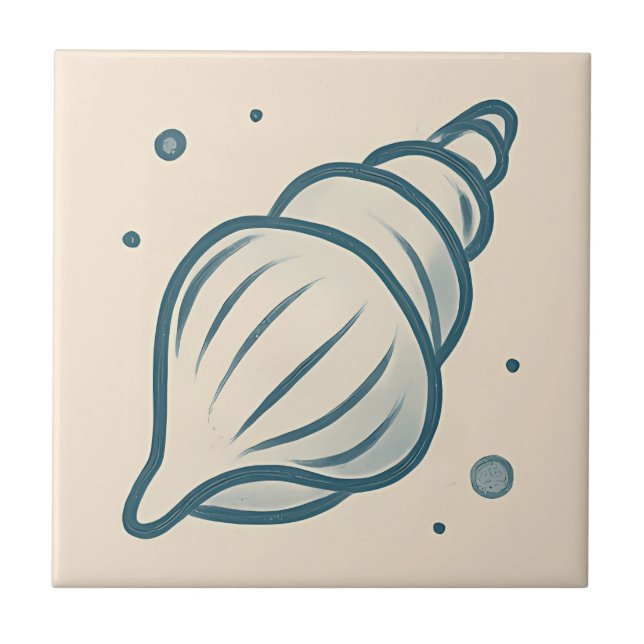 Azulejo Mínimo de Arte Costeira do Conch Shell (Frente)
