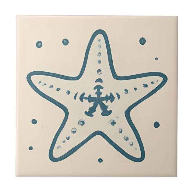 Azulejo mínimo de arte do oceano de Starfish (Frente)