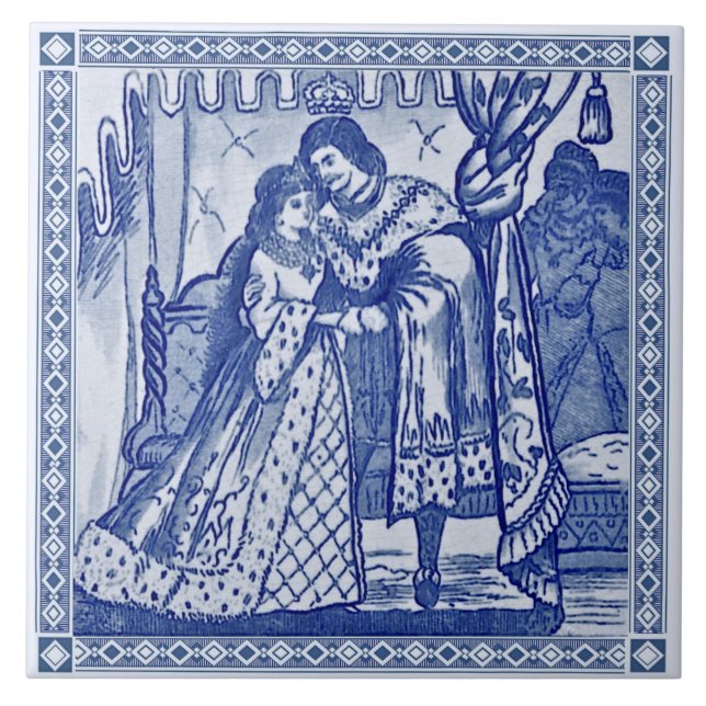Azulejo Minton Cinderella Blue Victorian Repro c.  (Frente)