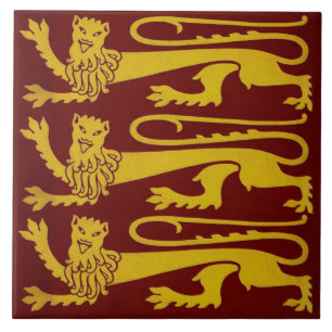 Azulejo Minton Pugin Gothic Lions 1850s Reproduç