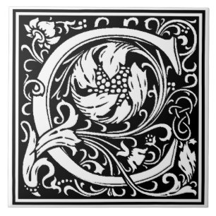 Azulejo - Monograma Alfabeto C Preto Branco