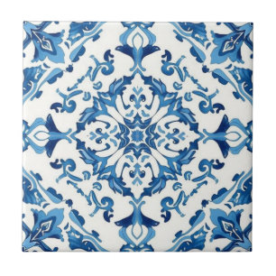 Azulejo mosaico azul e branco vintage a granel